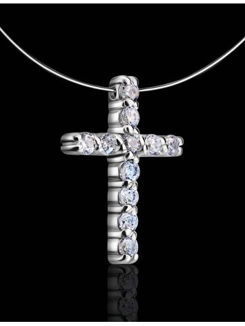 Invisible Necklace With Crystal Cross Pendant The Aurora, image , picture 2