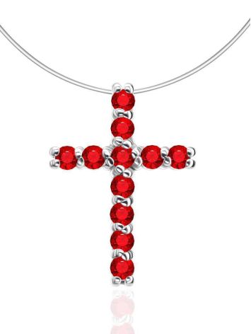 Invisible Necklace With Crystal Cross Pendant The Aurora, image 