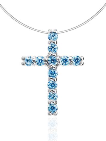 Invisible Necklace With Crystal Cross Pendant The Aurora, image 