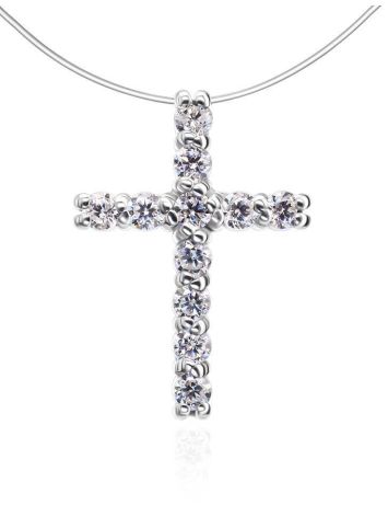 Invisible Necklace With Crystal Cross Pendant The Aurora, image 
