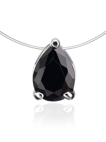 Invisible Necklace With Black Crystal In Silver The Aurora, image 