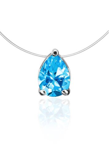 Invisible Necklace With Light Blue Drop Crystal The Aurora, image 