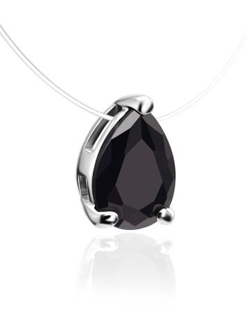 Invisible Necklace With Black Crystal In Silver The Aurora, image , picture 3