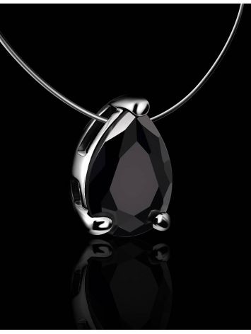 Invisible Necklace With Black Crystal In Silver The Aurora, image , picture 2