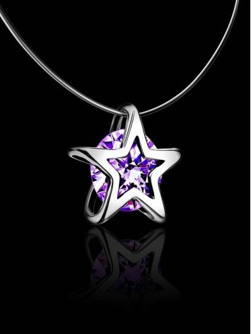 Silver Star Pendant Invisible Necklace The Aurora, image , picture 2