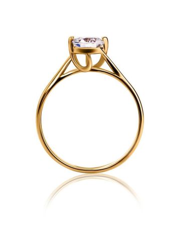 Solitaire Crystal Golden Ring, Ring Size: 6 / 16.5, image , picture 3