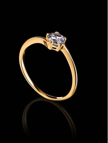 Golden Ring With White Crystal, Ring Size: 5.5 / 16, image , picture 2