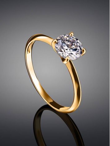 Solitaire Crystal Ring In Gold, Ring Size: 6.5 / 17, image , picture 2