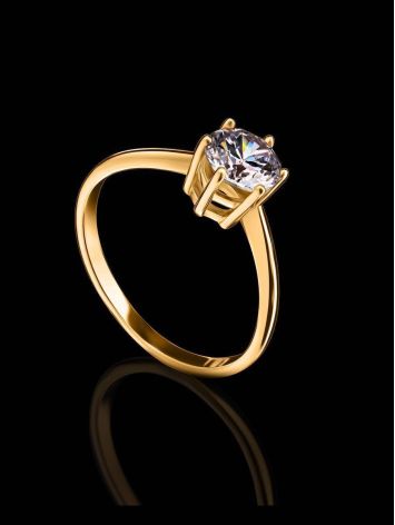 Bold Golden Ring With White Crystal, Ring Size: 5.5 / 16, image , picture 2