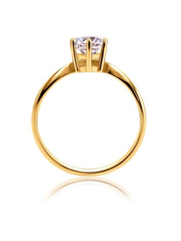 Bold Golden Ring With White Crystal, Ring Size: 5.5 / 16, image , picture 3