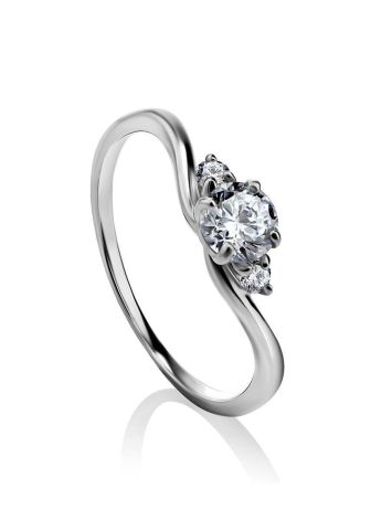 Classic Three Stone Crystal Ring In Silver, Ring Size: 5.5 / 16, image 
