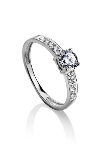 Elegant Channel Set Crystal Ring In Silver, Ring Size: 6.5 / 17, image 