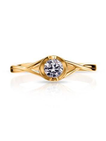 Classic Golden Ring With White Crystal, Ring Size: 6 / 16.5, image , picture 3