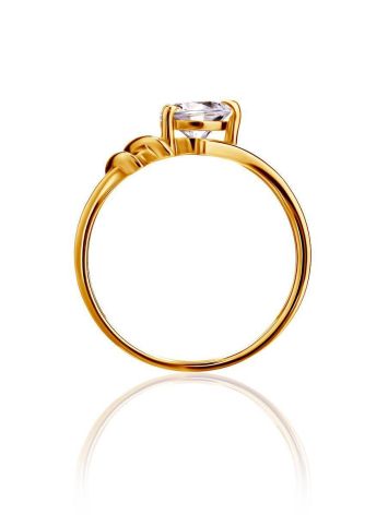 Bold Golden Ring With White Crystal, Ring Size: 9 / 19, image , picture 3