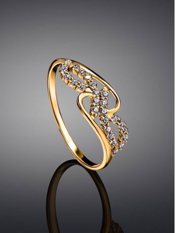 Bold Golden Ring With Crystals, Ring Size: 8 / 18, image , picture 2