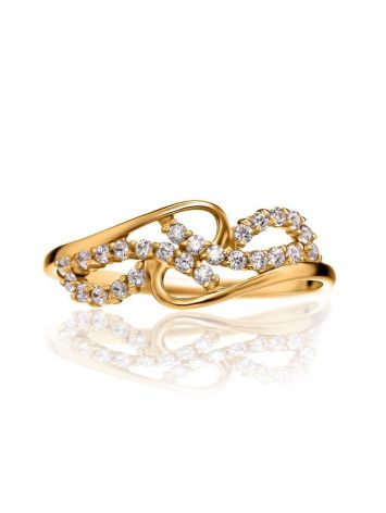Bold Golden Ring With Crystals, Ring Size: 8 / 18, image , picture 3