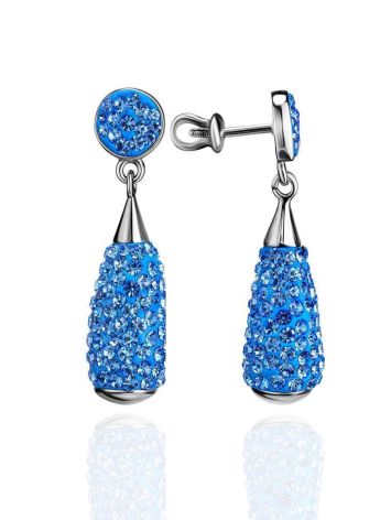 Silver Dangle Earrings With Blue Crystals The Eclat, image 