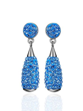 Silver Dangle Earrings With Blue Crystals The Eclat, image , picture 3