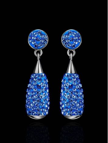 Silver Dangle Earrings With Blue Crystals The Eclat, image , picture 2