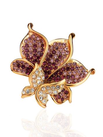 Bold Gold-Plated Cocktail Ring With Pink Crystals The Jungle, Ring Size: 9 / 19, image , picture 2