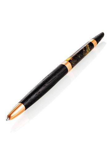 Stylish Wooden Ball Pen With Textured Green Amber, image 