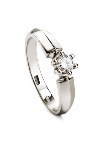 White Gold Ring With Solitaire Diamond, Ring Size: 7 / 17.5, image 