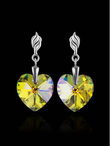 Bold Crystal Heart Dangle Earrings The Fame, image , picture 2