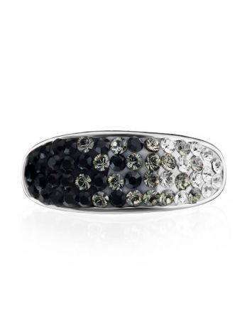 Sterling Silver Band Ring With Black And White Crystals The Eclat, Ring Size: 7 / 17.5, image , picture 4