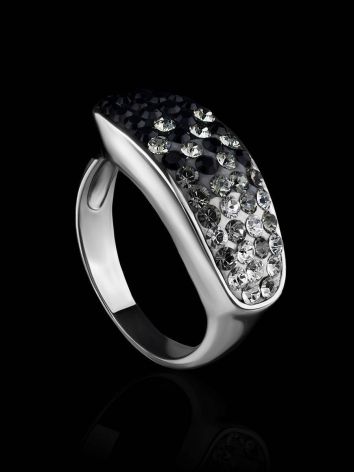 Sterling Silver Band Ring With Black And White Crystals The Eclat, Ring Size: 7 / 17.5, image , picture 2