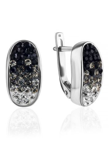 Black And White Crystal Earrings In Sterling Silver The Eclat, image 