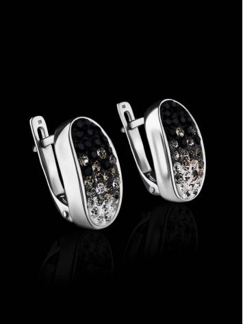 Black And White Crystal Earrings In Sterling Silver The Eclat, image , picture 2