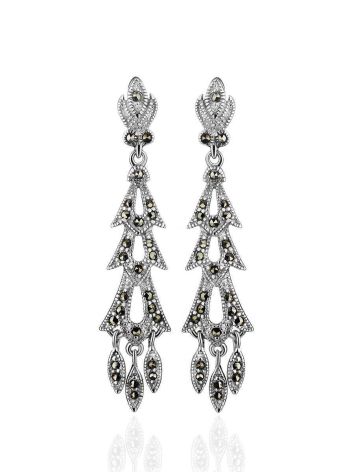 Elegant Sterling Silver Dangle Earrings With Dark Marcasites The Lace, image 