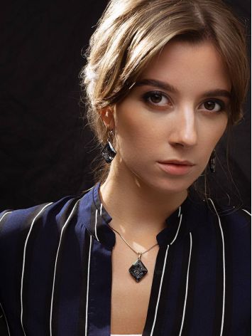 Gold Plated Dangle Earrings With Bold Black Crystals The Fame, image , picture 5