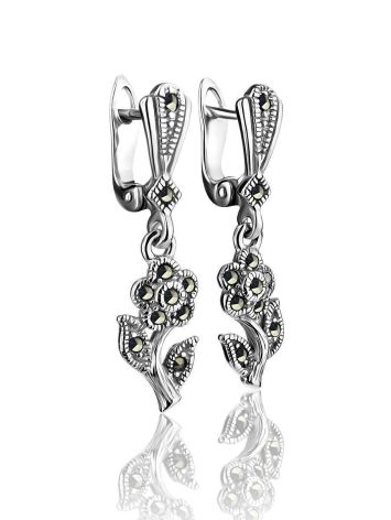 Silver Floral Dangles With Marcasites The Lace, image 