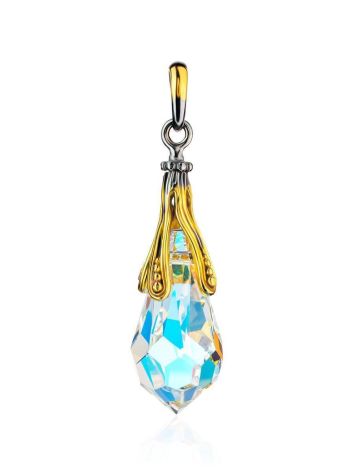 Teardrop Shape Crystal Pendant In Gold Plated Silver The Fame, image 