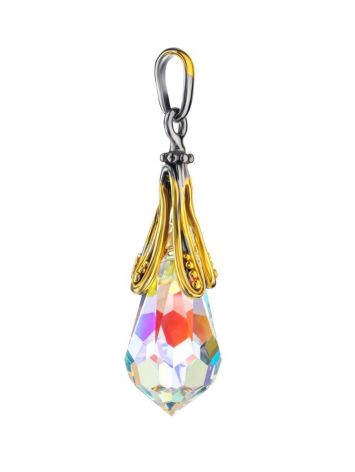 Teardrop Shape Crystal Pendant In Gold Plated Silver The Fame, image , picture 3