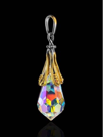 Teardrop Shape Crystal Pendant In Gold Plated Silver The Fame, image , picture 2