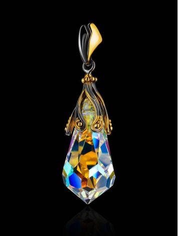 Crystal Teardrop Pendant In Gold Plated Silver The Fame, image , picture 2