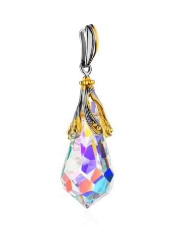 Crystal Teardrop Pendant In Gold Plated Silver The Fame, image , picture 3
