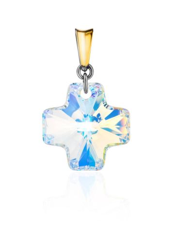 Crystal Cross Pendant In Gold Plated Silver The Fame, image 