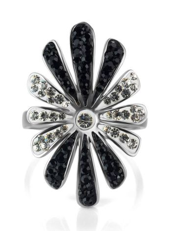 Silver Floral Ring With Two Toned Crystals The Eclat, Ring Size: 10 / 20, image , picture 3