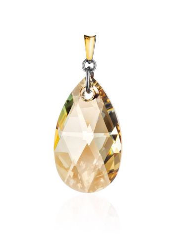 Bold Crystal Pendant In Gold Plated Silver The Fame, image 