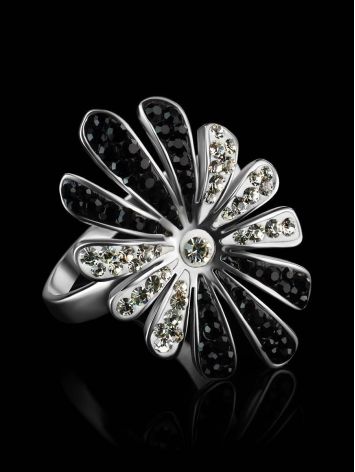 Silver Floral Ring With Two Toned Crystals The Eclat, Ring Size: 10 / 20, image , picture 2