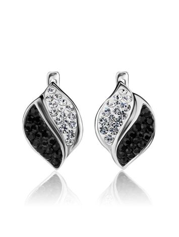 Black And White Crystal Silver Earrings The Eclat, image , picture 3