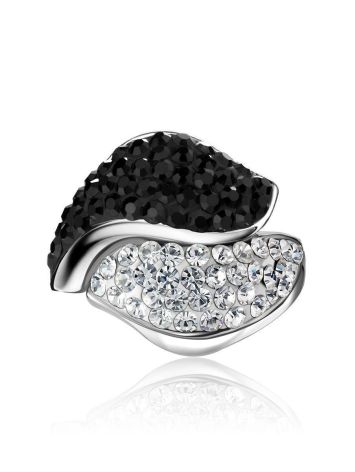 Silver Cocktail Ring With Black And White Crystals The Eclat, Ring Size: 6 / 16.5, image , picture 3