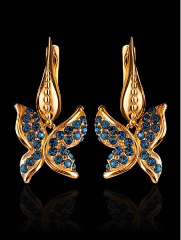 Gold-Plated Dangles With Dark Blue Crystals The Jungle, image , picture 2