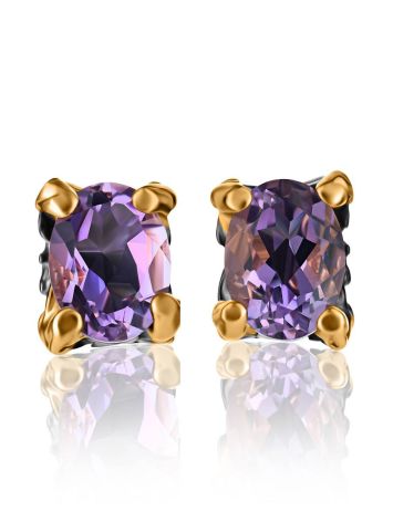 Amethyst Studs In Gold Plated Silver, image , picture 3