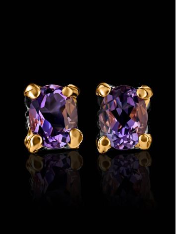 Amethyst Studs In Gold Plated Silver, image , picture 2