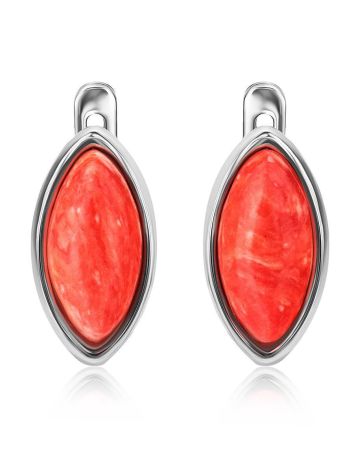 Reconstructed Coral Latch Back Earrings In Sterling Silver The Amaranth, image , picture 3
