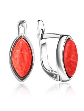 Reconstructed Coral Latch Back Earrings In Sterling Silver The Amaranth, image 